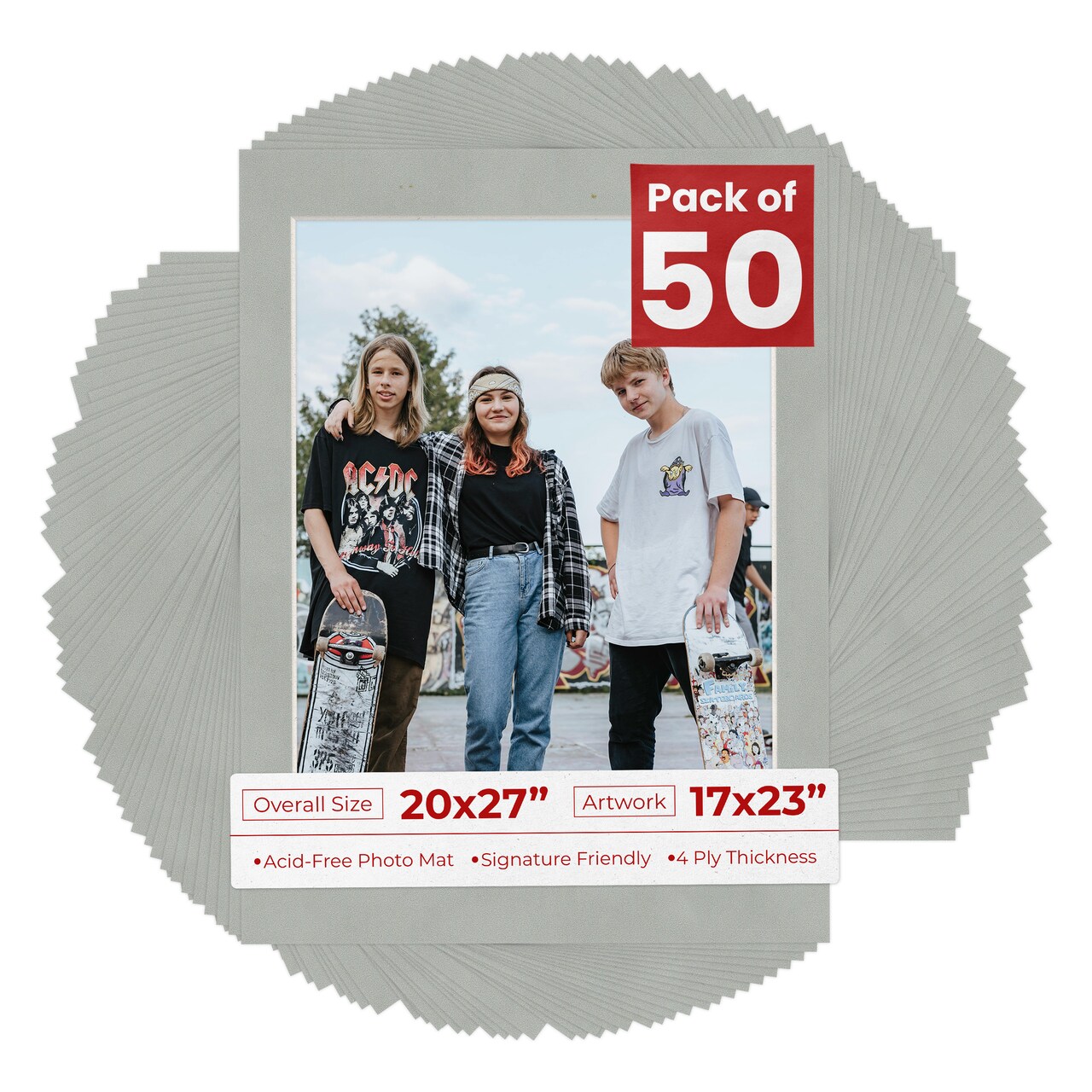 Light Grey Suede Mat Board for 20x27 Frames - Fits 17x23 Photos